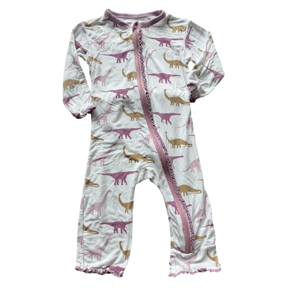 Kickee Pants Print Coverall with 2 Way Zipper 3-6 month pink dinos